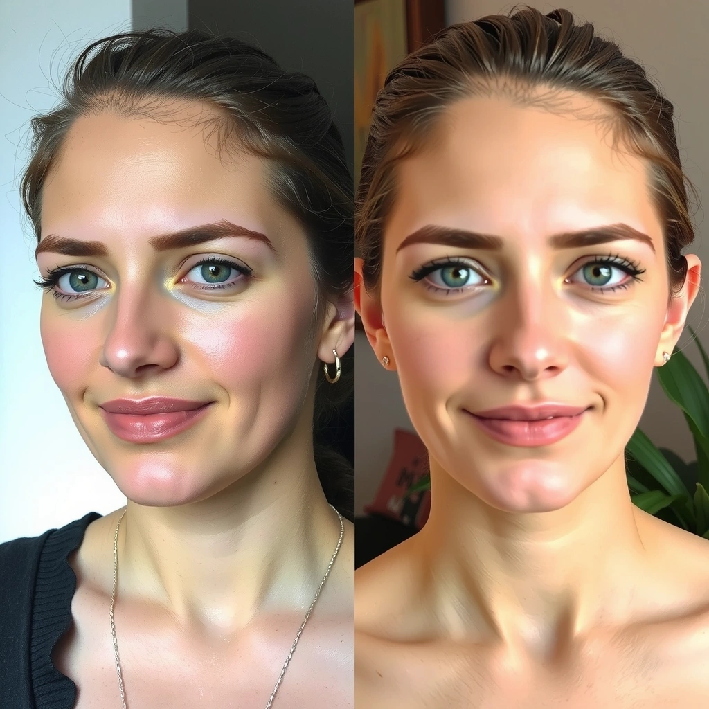 Before and after skin improvement visualization