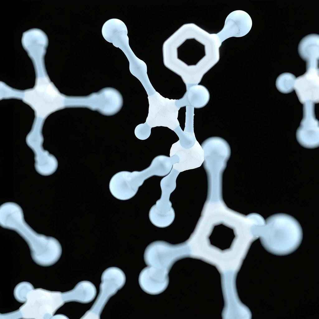 Microscopic view of collagen and hyaluronic acid molecules